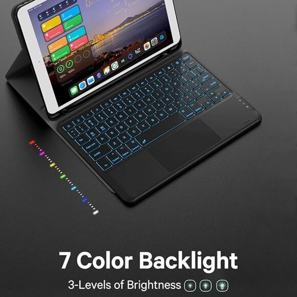 🆕 Keyboard Case for iPad 9.7"- Backlit keys Touchpad Keyboard, Dual Bluetooth - Picture 3 of 3
